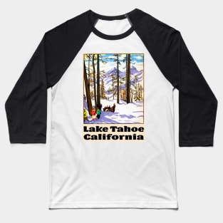 Ski Lake Tahoe Vintage California Skiing Baseball T-Shirt